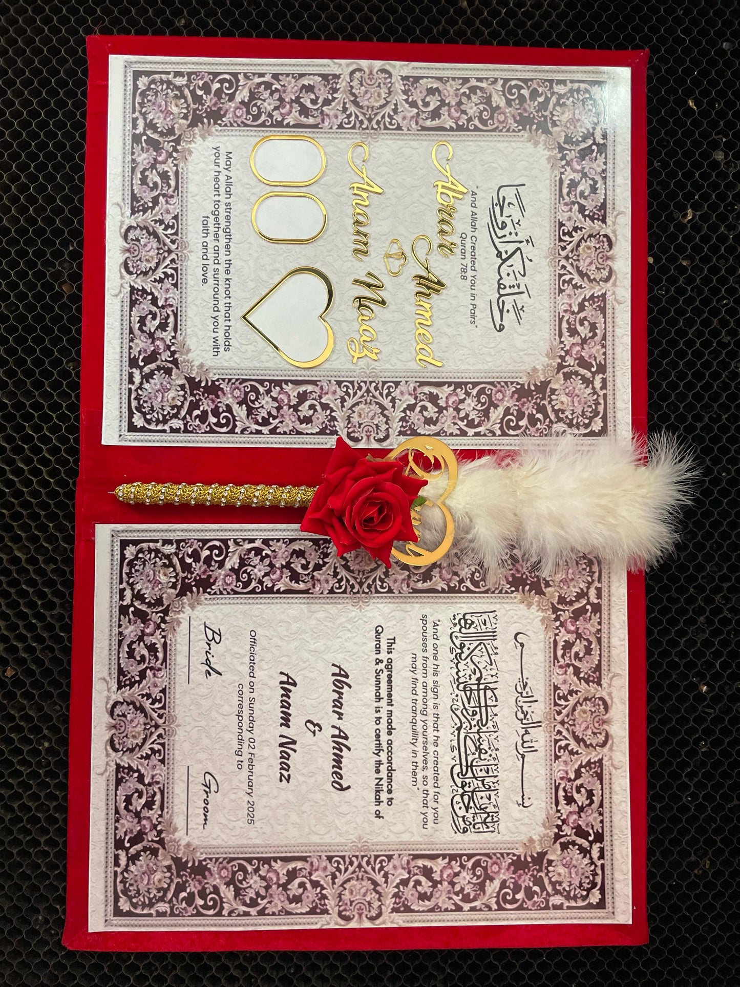 Nikah Namah Set with Full Names in Acrylic Inside and Outside